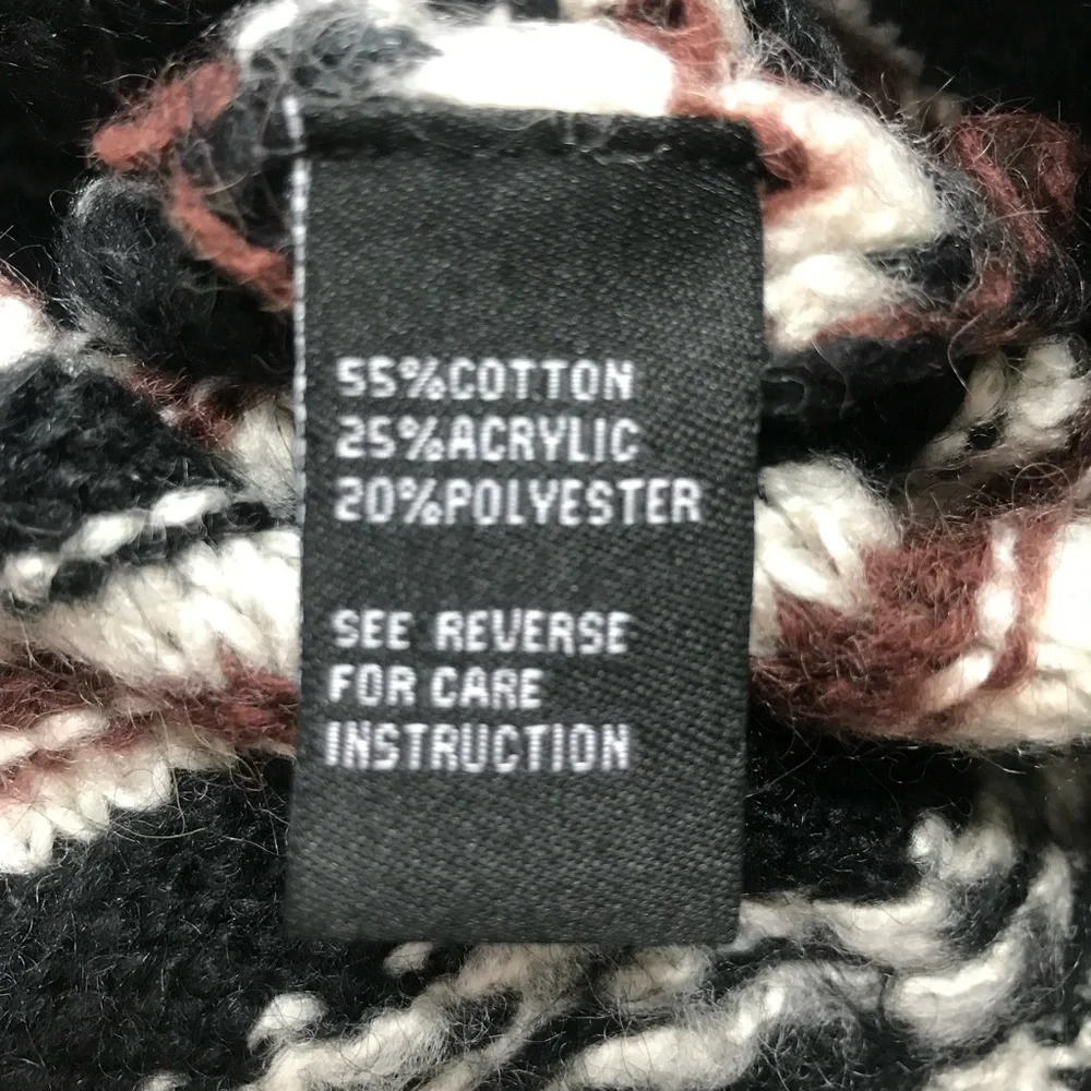 Cliche Woven Fringe black brown Earth tones Knit Sweater top size L - Picture 6 of 6